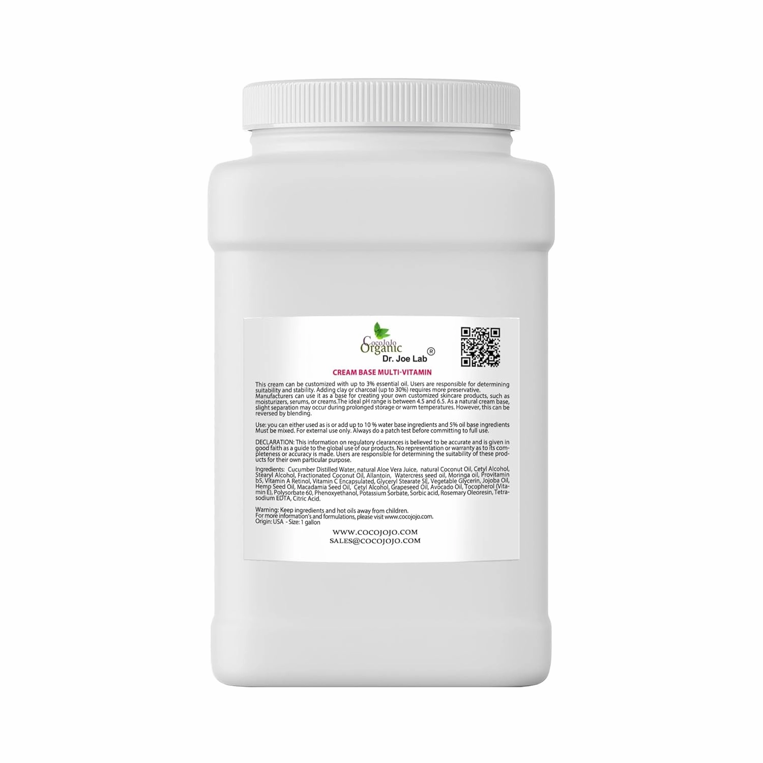 cocojojo Cream Base Multi-Vitamins Concentrated - Bulk 7 LB - A Rich Base Cream Cosmetics and Cosmetic Formulation Made with Vitamins & Cosmetic Carrier Oils Vegan, Gentle Hydrating Formula