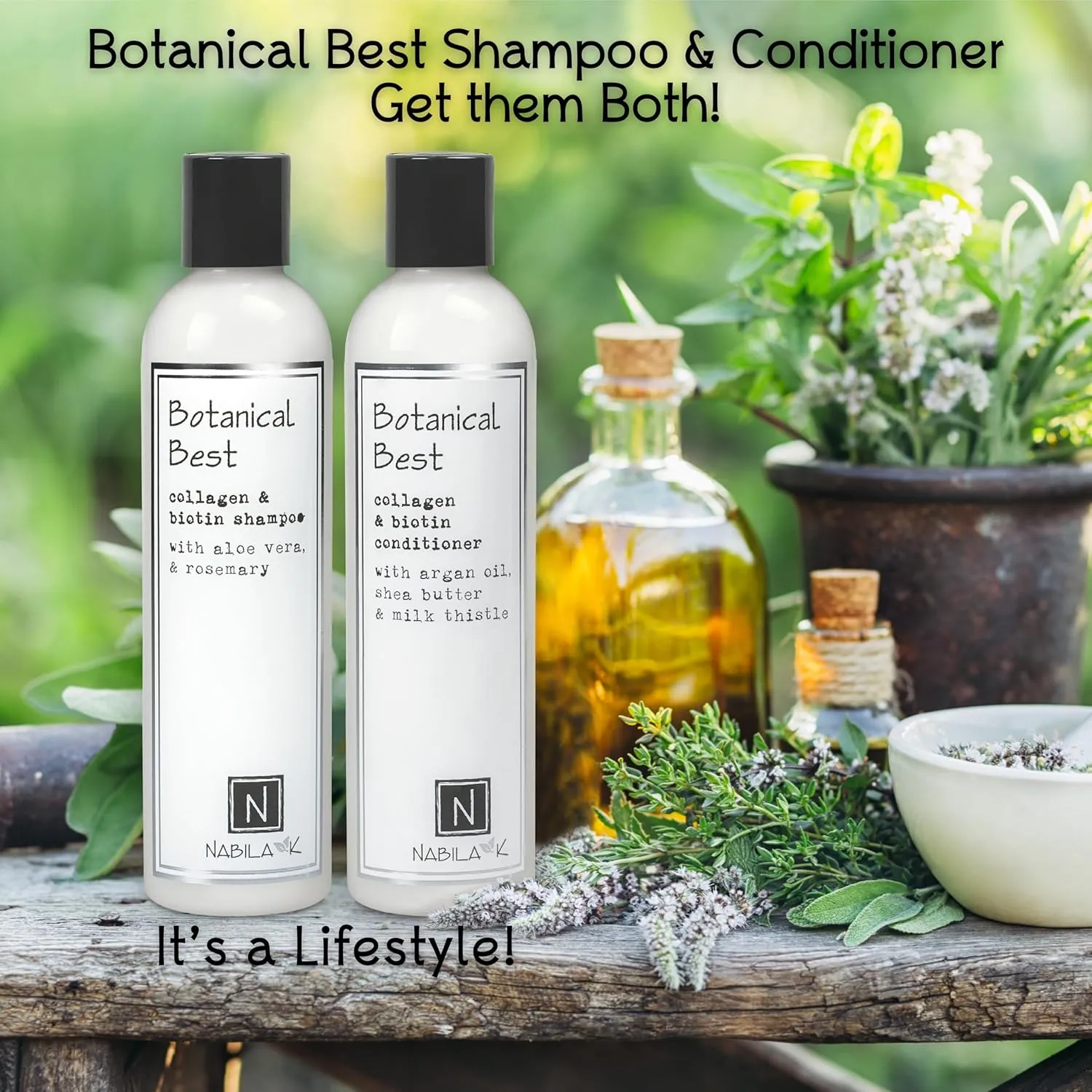 Collagen & Biotin Shampoo, 9 oz – Botanical Best – Aloe Vera & Rosemary – Cleansing, Hydrating, Color-Safe – Sulfate-Free