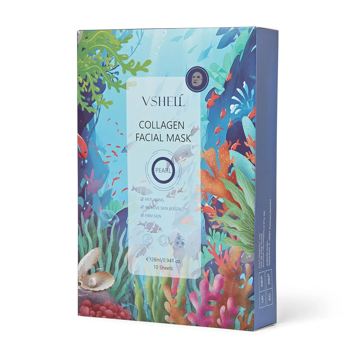 Collagen Face Sheet Mask, Set of 10 - Hydrating Beauty Skincare with Hyaluronic Acid for Women and Men - Moisturising Anti Aging Facial Treatment - Ideal for Sensitive Skin