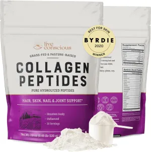 Collagen Peptides Powder - Naturally-Sourced Hydrolyzed Collagen Powder - Hair, Skin, Nail, and Joint Support - Type I & III Grass-Fed Collagen Supplements for Women and Men - 41 Servings - 16oz