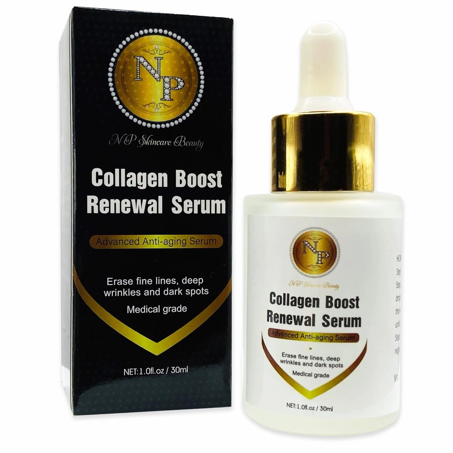 Collagen Boost Renewal System - Medical Grade Advanced Aging Serum for Fine Lines, Wrinkles, and Dark Spots, 1 oz.