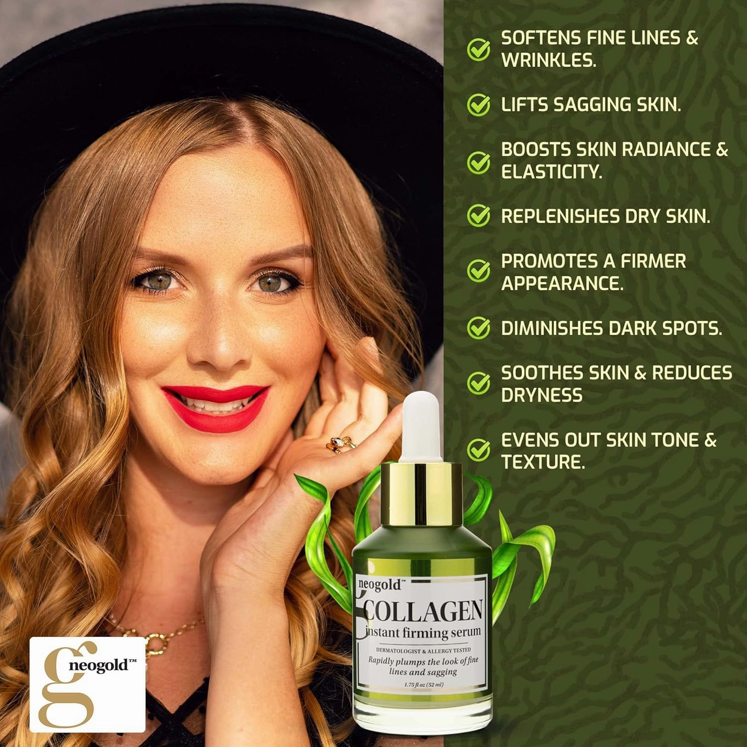 Collagen Serum for Face - Plump and Firm Skin, Natural Ingredients, Non-Greasy, Fast Absorbing