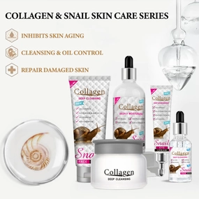 Collagen Snail Series Face Wash Facial Serum Eye Cream Moisturizing Cream Body Serum Skin Care 5pcs Set