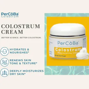 Colostrum Moisturizer for Neck - Face & Hand Cream for Skin Care - Non-Greasy Formula with Vitamin E, Sunflower & Jojoba Seed - Made in USA - 1.7oz