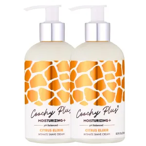 Coochy Intimate Shaving Cream MOISTURIZING Plus CITRUS ELIXIR For Pubic, Bikini Line, Armpit - Rash-Free With Patent-Pending Formula – Prevents Razor Burns & Bumps, In-Grown Hairs, Itchiness 2 Pack