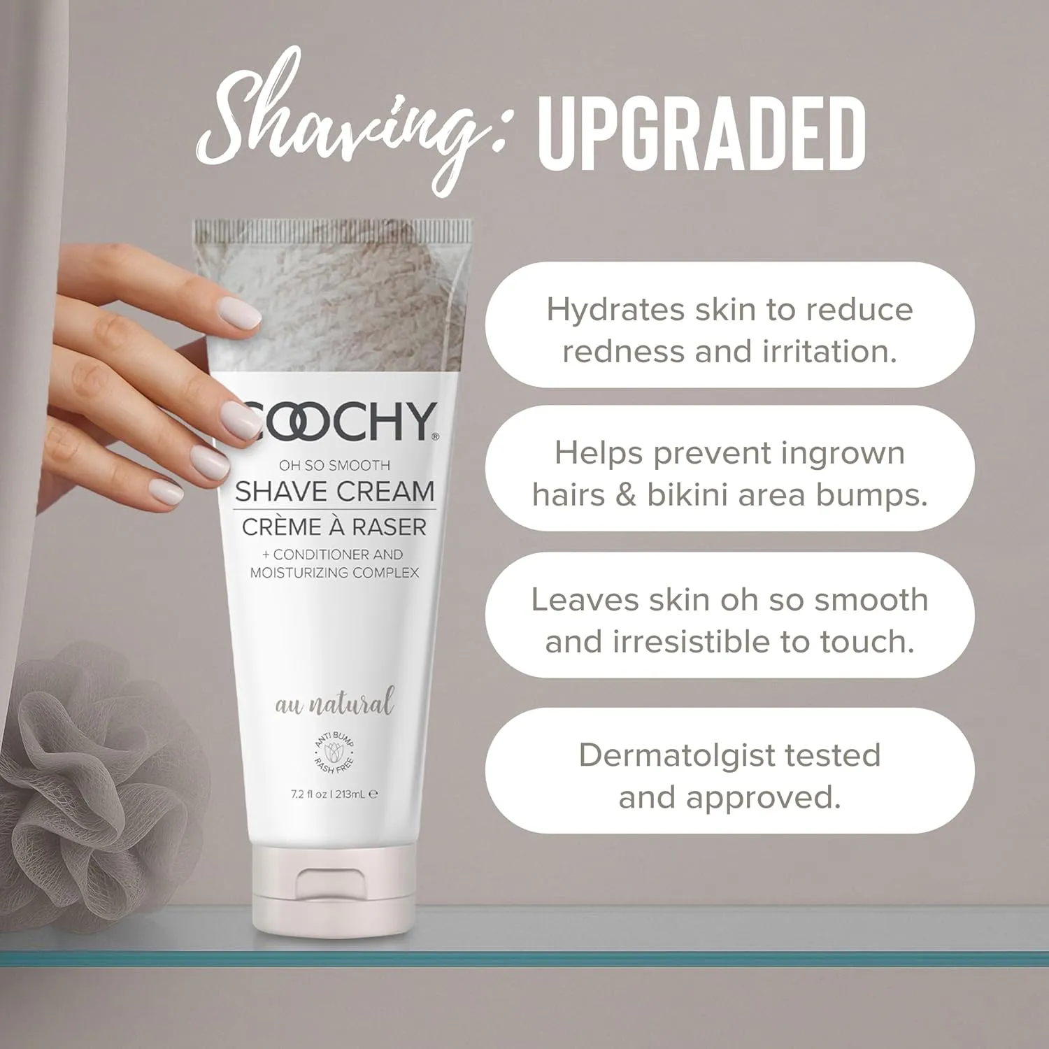 Coochy Intimate Shaving Cream | Shave Conditioner & Moisturizer for Face & Body | Ideal for Sensitive Skin Care, Anti-Bump | Au Natural,32 oz