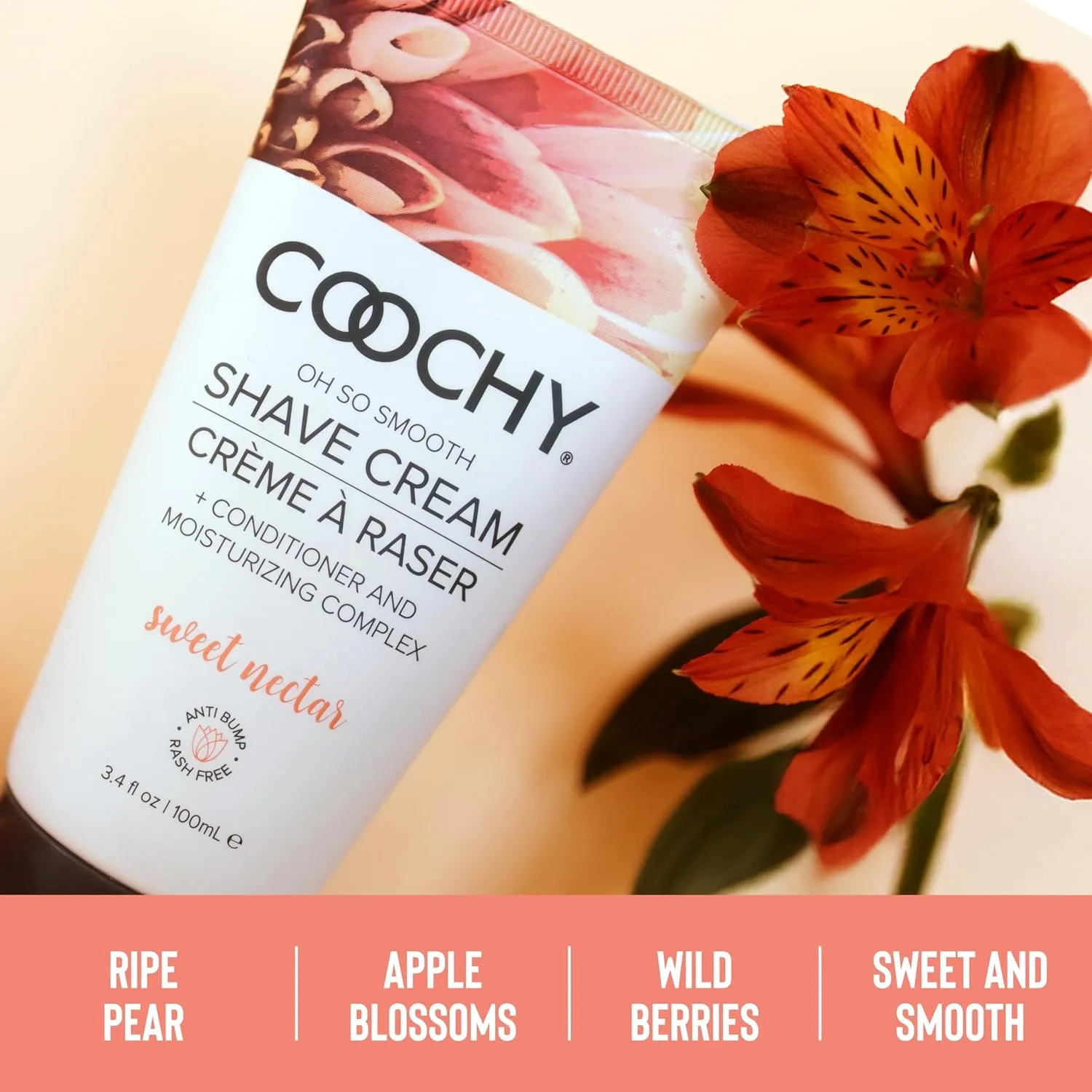 Coochy Intimate Shaving Cream | Shave Conditioner & Moisturizer for Face & Body | Ideal for Sensitive Skin Care, Anti-Bump | Sweet Nectar, 12.5 oz