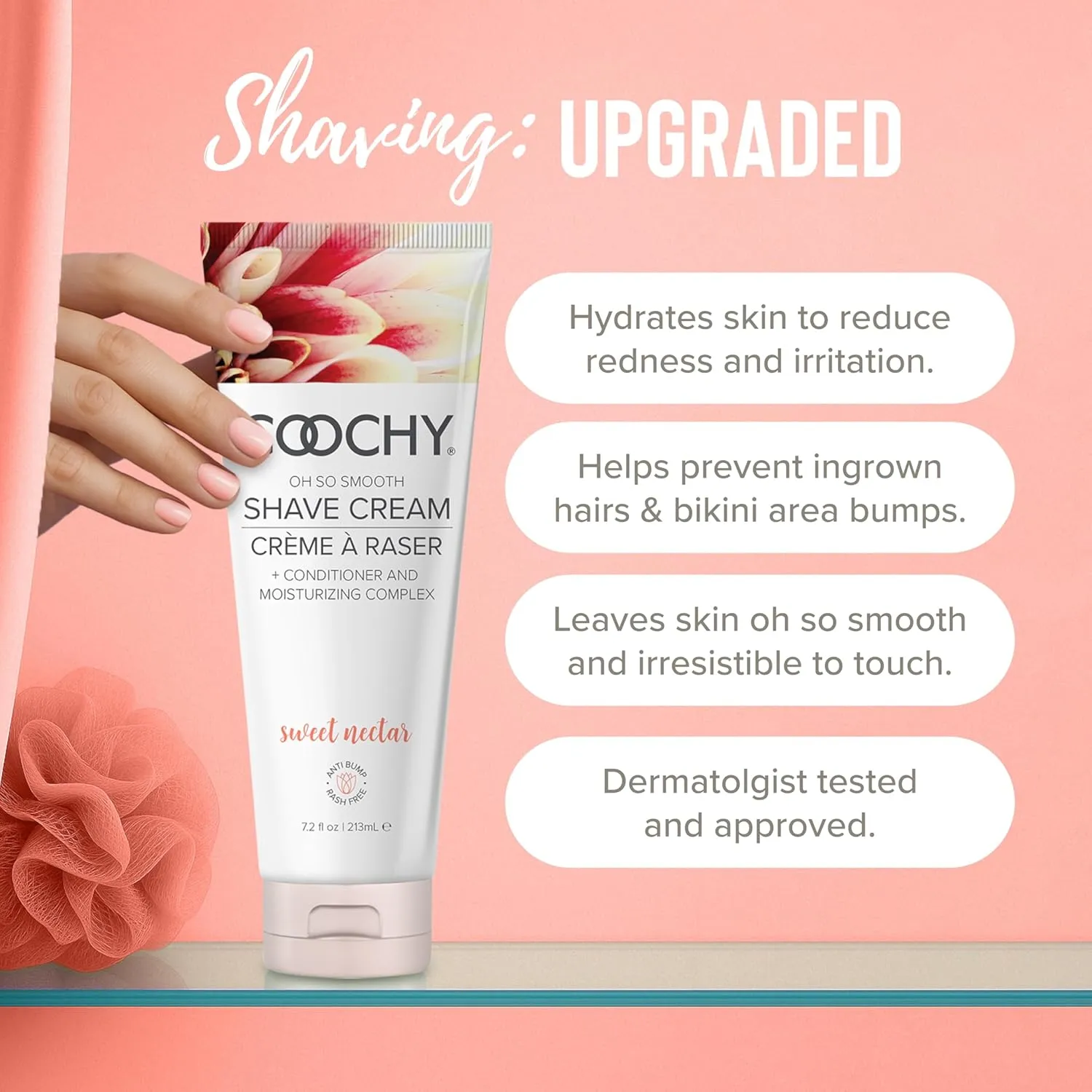 Coochy Intimate Shaving Cream | Shave Conditioner & Moisturizer for Face & Body | Ideal for Sensitive Skin Care, Anti-Bump | Sweet Nectar, 12.5 oz