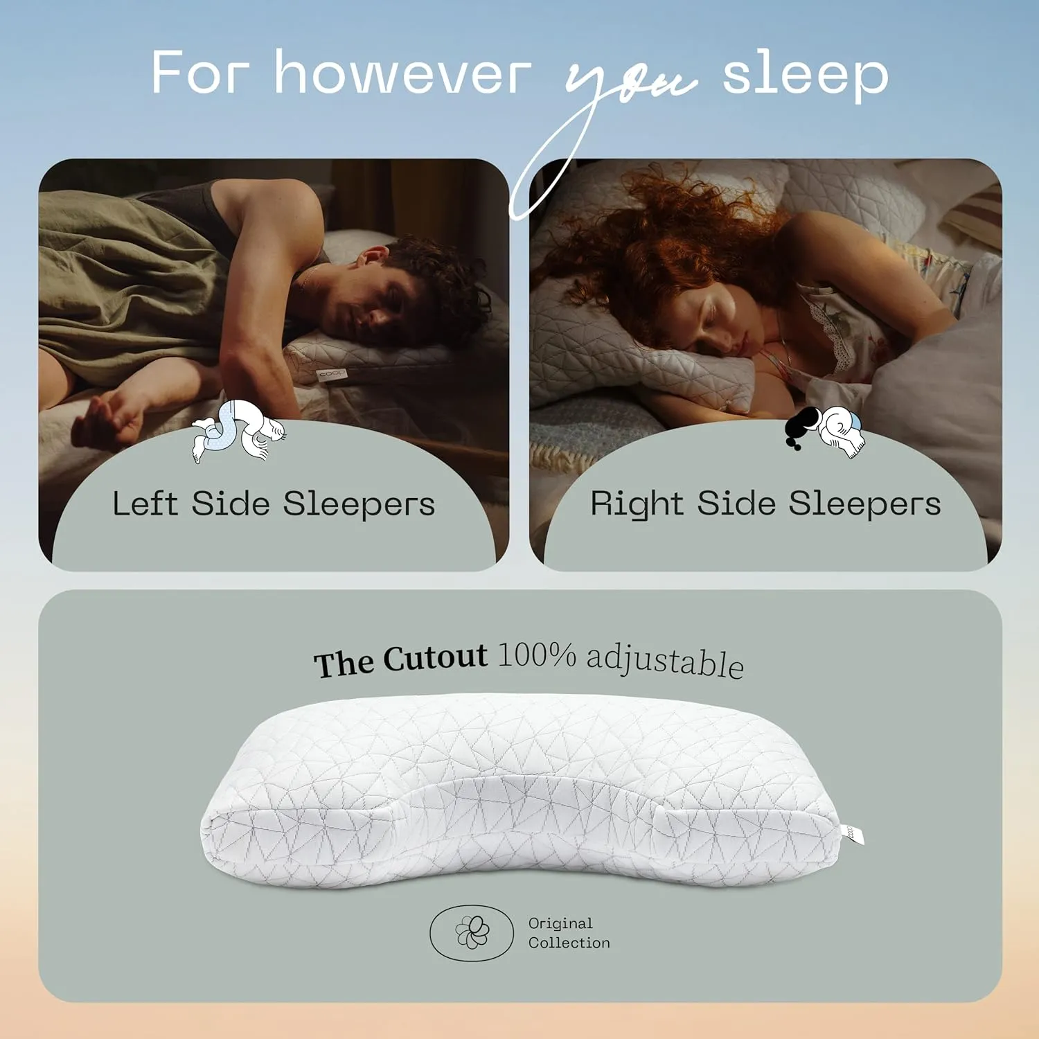 Coop Home Goods Original Cut-Out Adjustable Pillow, King Size Bed Pillows for Neck & Head Support, Memory Foam Pillows - Medium Firm for Side Sleeper, CertiPUR-US/GREENGUARD Gold