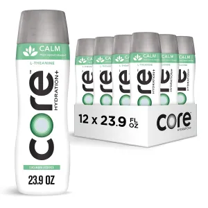 CORE Hydration  Calm, Cucumber Essence Nutrient Enhanced Water with L-Theanine, 23.9 Fl Oz Bottle (Pack of 12)