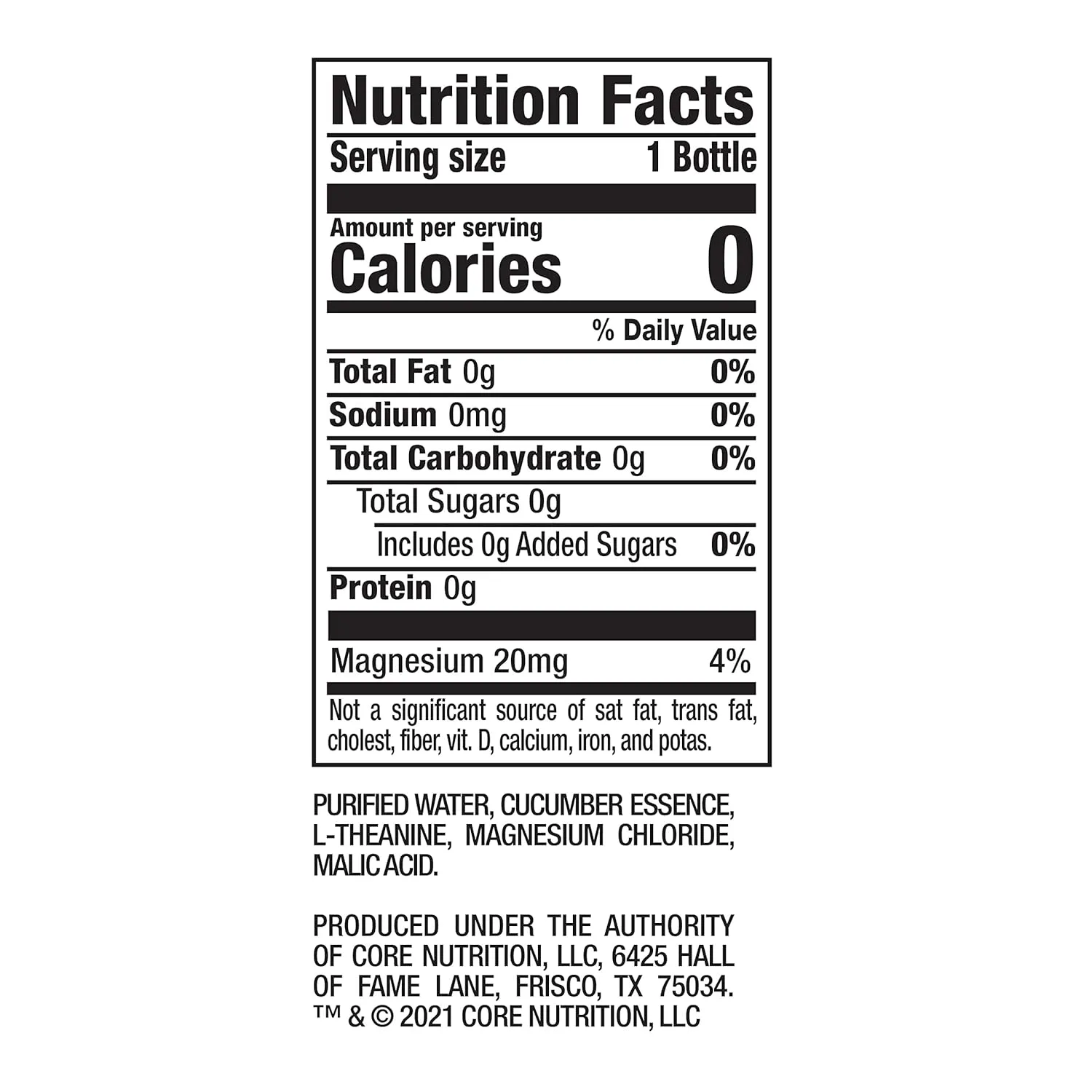 CORE Hydration  Calm, Cucumber Essence Nutrient Enhanced Water with L-Theanine, 23.9 Fl Oz Bottle (Pack of 12)