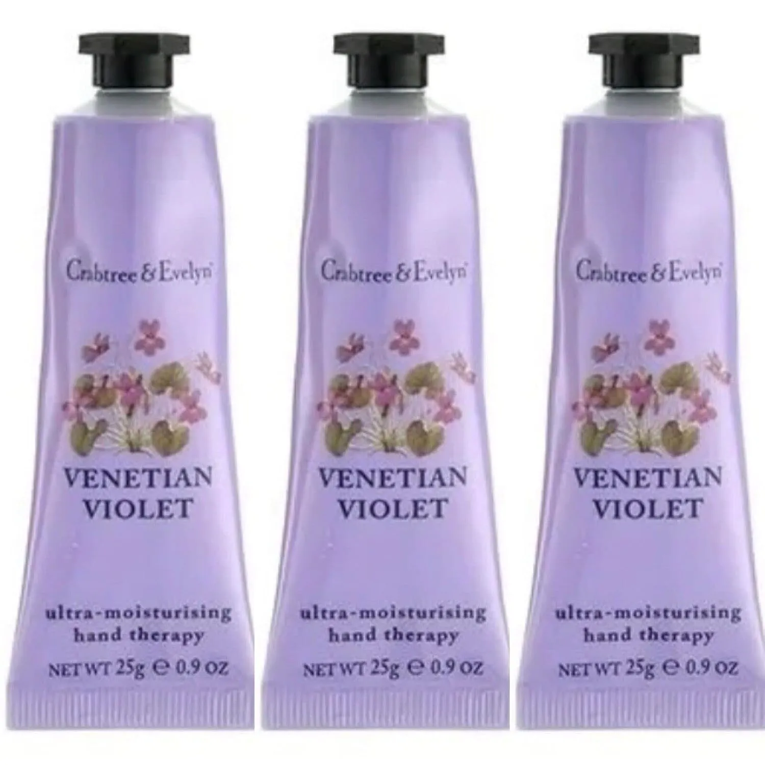Crabtree & Evelyn VENETIAN VIOLET Ultra Moisturizing Hand Therapy .9 oz SET OF 3