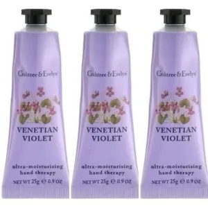 Crabtree & Evelyn VENETIAN VIOLET Ultra Moisturizing Hand Therapy .9 oz SET OF 3