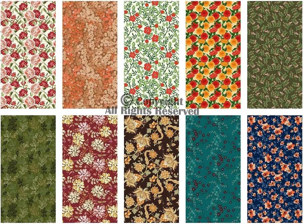 Craftido -25 Options- 100% Cotton Quilting Fabric Bundles 10pcs Fat Quarters 18”x21”-Medium Weight 5.2 oz- for Quilting, Sewing Project, Patchwork, DIY Crafts - Retro Style