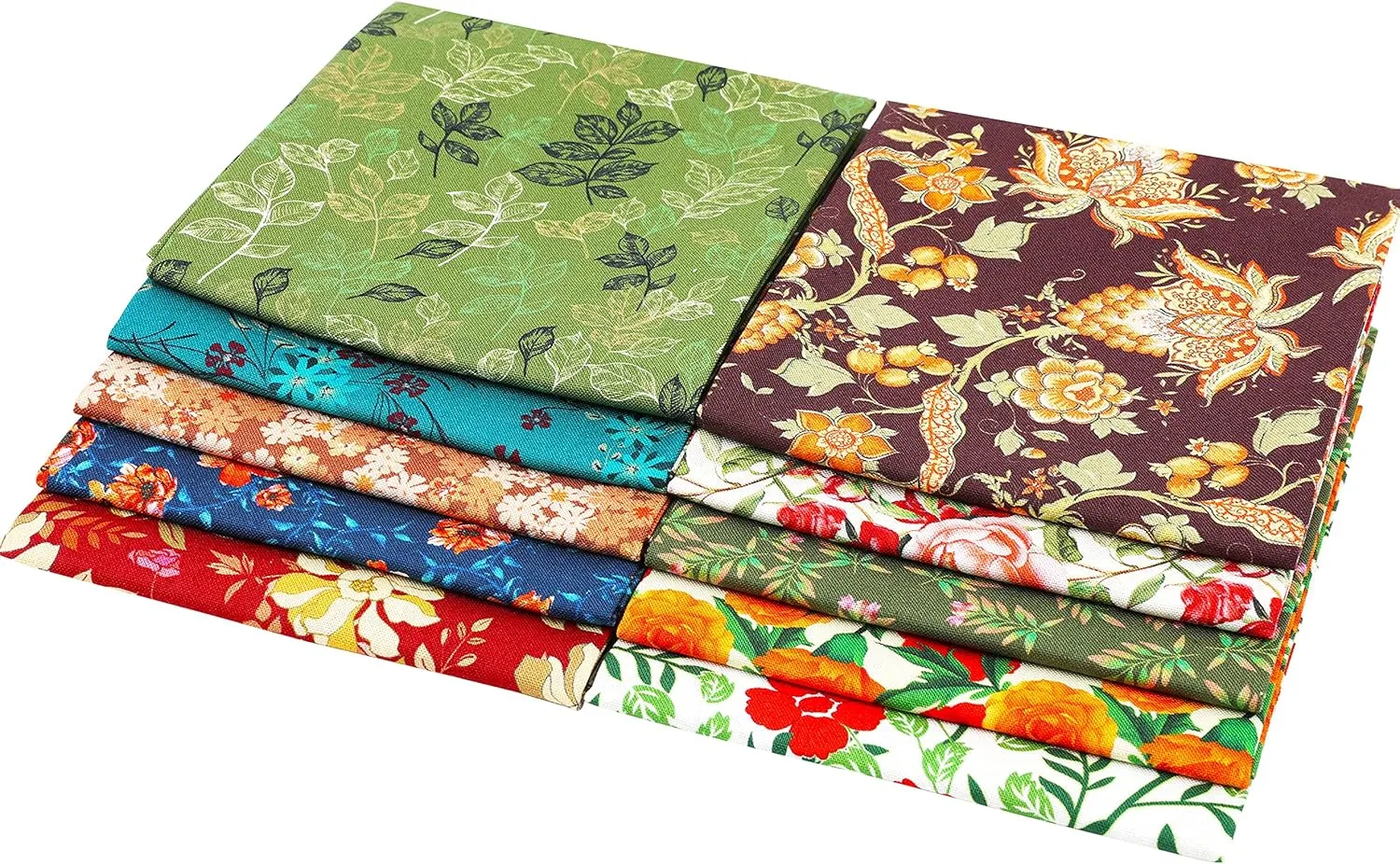 Craftido -25 Options- 100% Cotton Quilting Fabric Bundles 10pcs Fat Quarters 18”x21”-Medium Weight 5.2 oz- for Quilting, Sewing Project, Patchwork, DIY Crafts - Retro Style