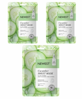 Cu.cumber R.eal Na.tural Beauty Facial Sheet Mask For Glowing Skin & Hydration, Face Sheet Mask With Serum For Men & Women, Pack Of 3 (60 G)