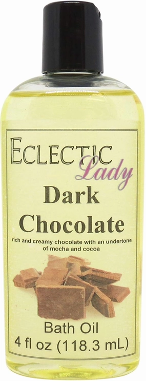 Dark Chocolate Bath Oil by Eclectic Lady - Scented Bath Oil - Relaxing & Moisturizing Bathing Oil - Fragrance Body Oil For Dry & Rough Sensitive Skin - Body Daily Nourishing Shower Oil (4 oz)