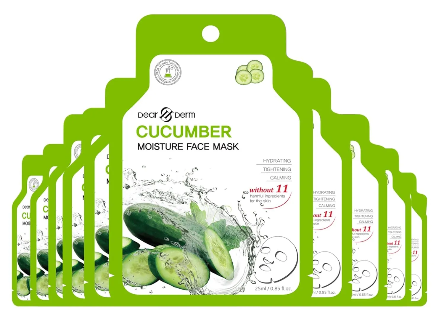 Dearderm Cucumber Moisture Mask (10pcs)