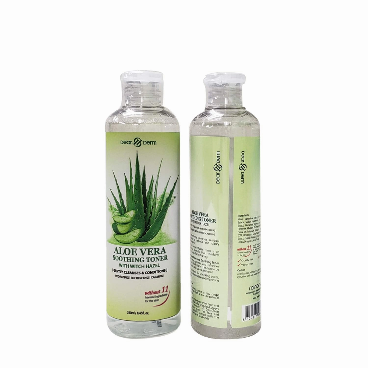 Dearderm Skincare Aloe Vera Soothing Face Toner 8.45fl.oz/250ml (Alcohol-free and Fragrance-free) – Aloe Vera