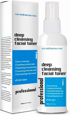 Deep Cleansing Facial Toner for All Skin Types - Pore Minimizing, Soothing & Hydrating Contains Witch Hazel, Aloe Vera, Panthenol, Allantoin, Glycolic and More, 100m