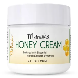 Deluvia Manuka Honey Cream | Hydrating & Soothing Moisturizer Face & Body Lotion | for Sensitive Skin, Eczema, Psoriasis & Dermatitis | 4 ounce
