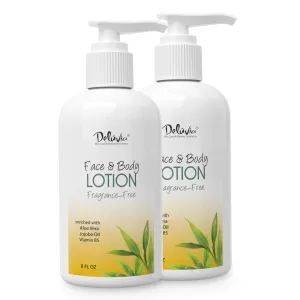 Deluvia Moisturizing Body Lotion & Face Lotion, Organic Aloe Vera, Shea Butter, Organic Jojoba Oil, Vitamin E & B5. Daily Skin Moisturizing Lotion For Dry Skin, Great For All Skin Types. - 2 Pack