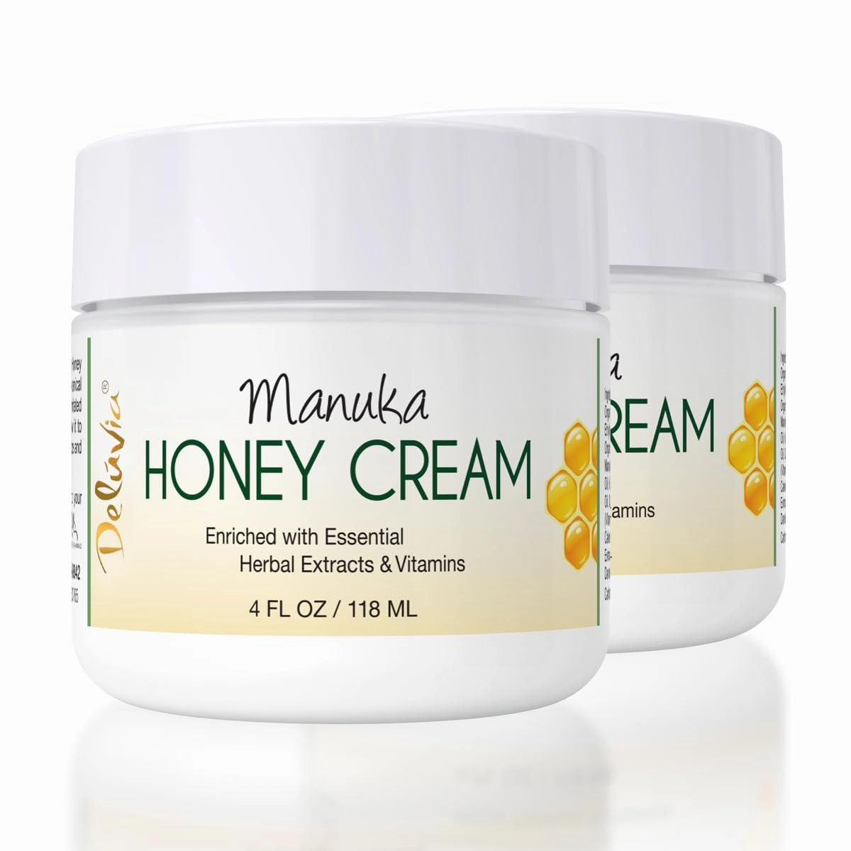 Deluvia Manuka Honey Cream | Hydrating & Soothing Moisturizer Face & Body Lotion | for Sensitive Skin, Eczema, Psoriasis & Dermatitis | 4 ounce 2 Pack