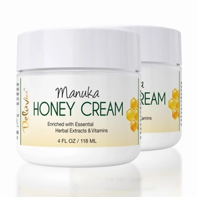 Deluvia Manuka Honey Cream | Hydrating & Soothing Moisturizer Face & Body Lotion | for Sensitive Skin, Eczema, Psoriasis & Dermatitis | 4 ounce 2 Pack