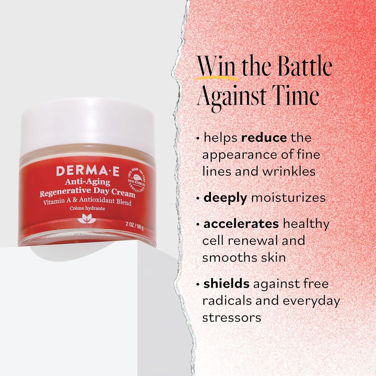 Derma E Anti-Aging Regenerative Day Cream – Astaxanthin Moisturizer for Face – Lightweight Firming Anti-Wrinkle Cream with Lavender, Jojoba Oil and Vitamin E, 2 oz