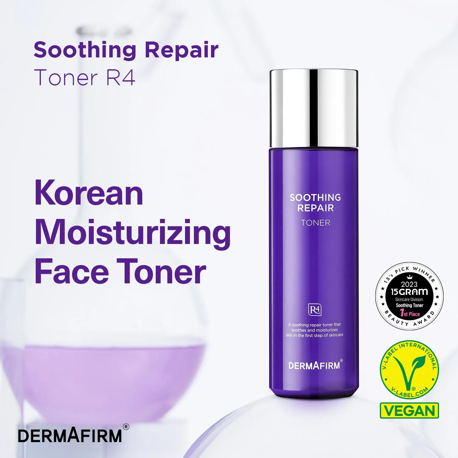 DERMAFIRM Soothing Repair Face Toner R4 | Hydrating Moisturizing & Soothing Toner for Skin Troubles w/Eucalyptus, Peptide & Collagen | Gentle for All Skin Types No Animal Trials No Paraben 6.76 fl oz