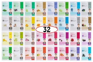 DERMAL 32 Combo A B Set Collagen Essence Korean Face Mask - Hydrating and Soothing Facial Mask with Panthenol - Hypoallergenic Self Care Sheet Mask for All Skin Types - Natural Home Spa Treatment Mask