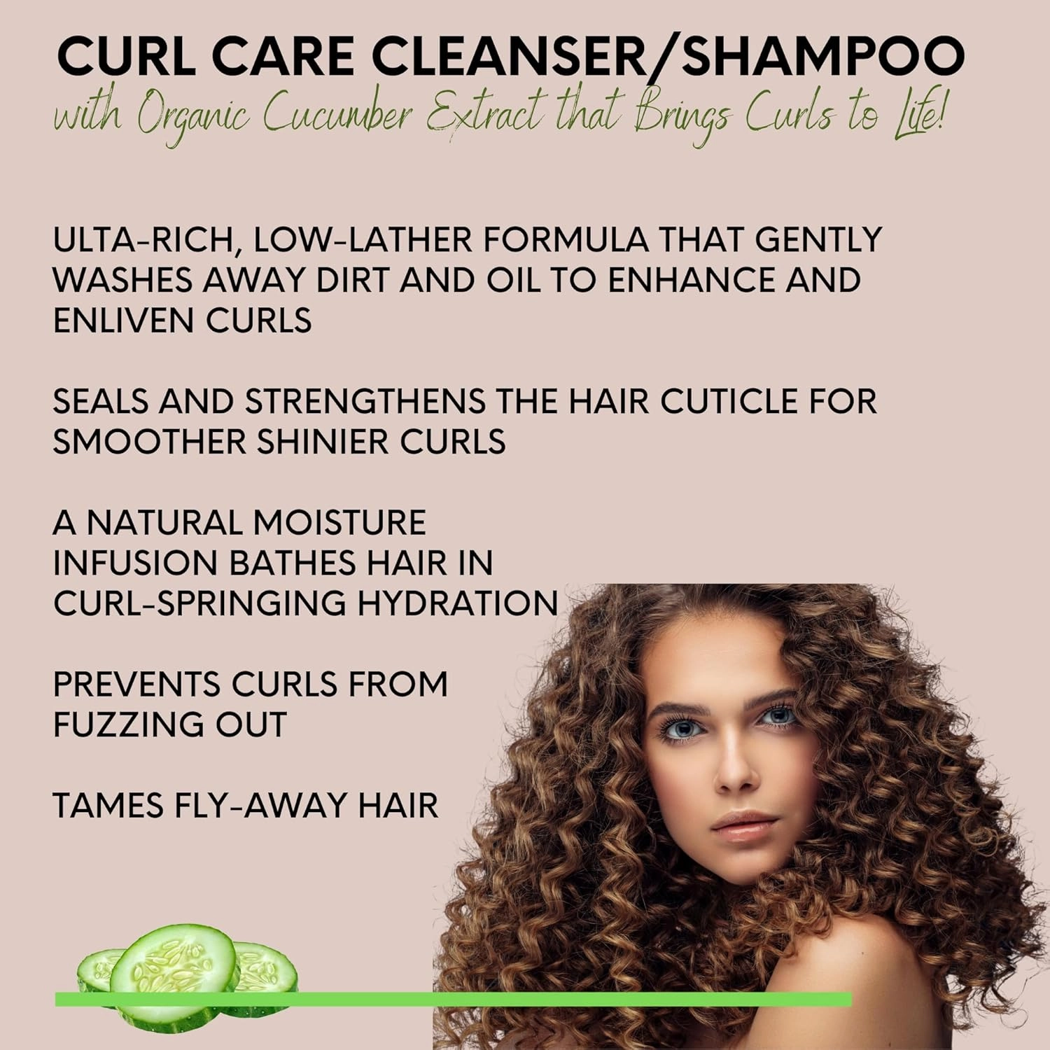 DermOrganic Organic Cucumber Curl Care Shampoo plus Conditioner – Sulfate-Free, Color Safe, Hydrating, 17 oz