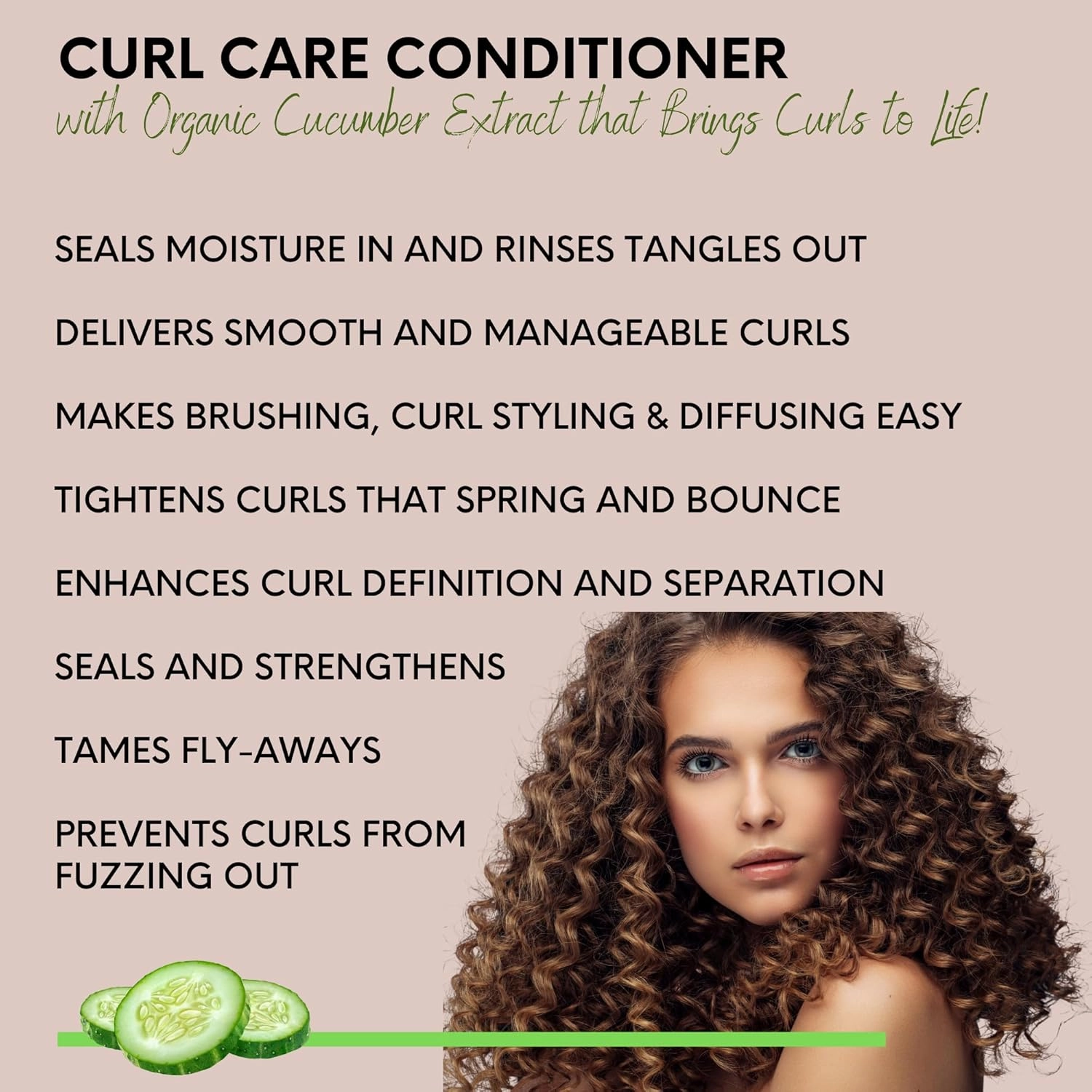 DermOrganic Organic Cucumber Curl Care Shampoo plus Conditioner – Sulfate-Free, Color Safe, Hydrating, 17 oz