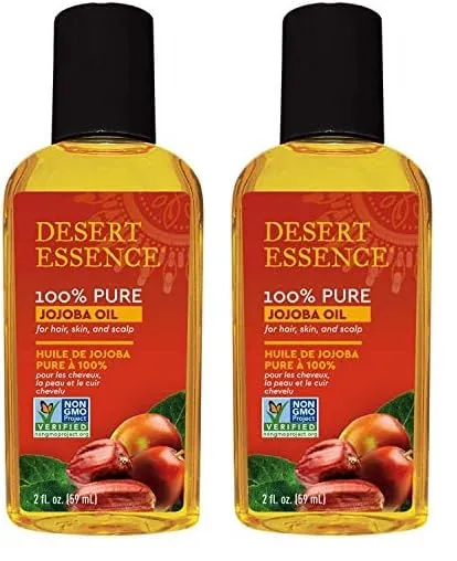 Desert Essence 100% Pure Jojoba Oil - 2 oz - Moisturizes Body Skin & Cleanses Clogged Pores -Nourishes Hair and Scalp - Hair Care & Skincare Essential Oil - Suitable for Sensitive Skin (Pack of 2)