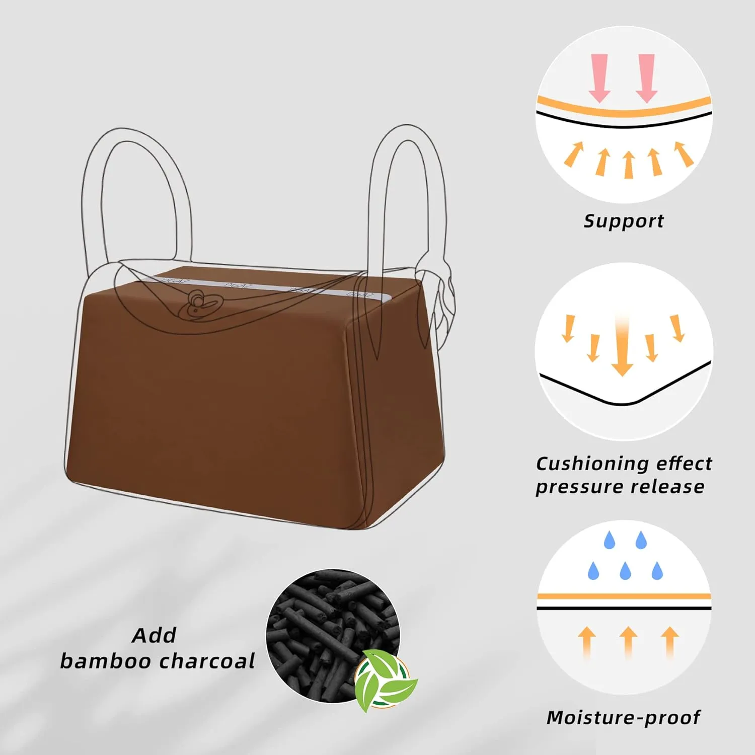 DGAZ Purse Pillow Shaper Insert for Luxury Handbags, Silky Pillow Shaper for Lindy 19/26/30/34 Bags(Gold,LD19)