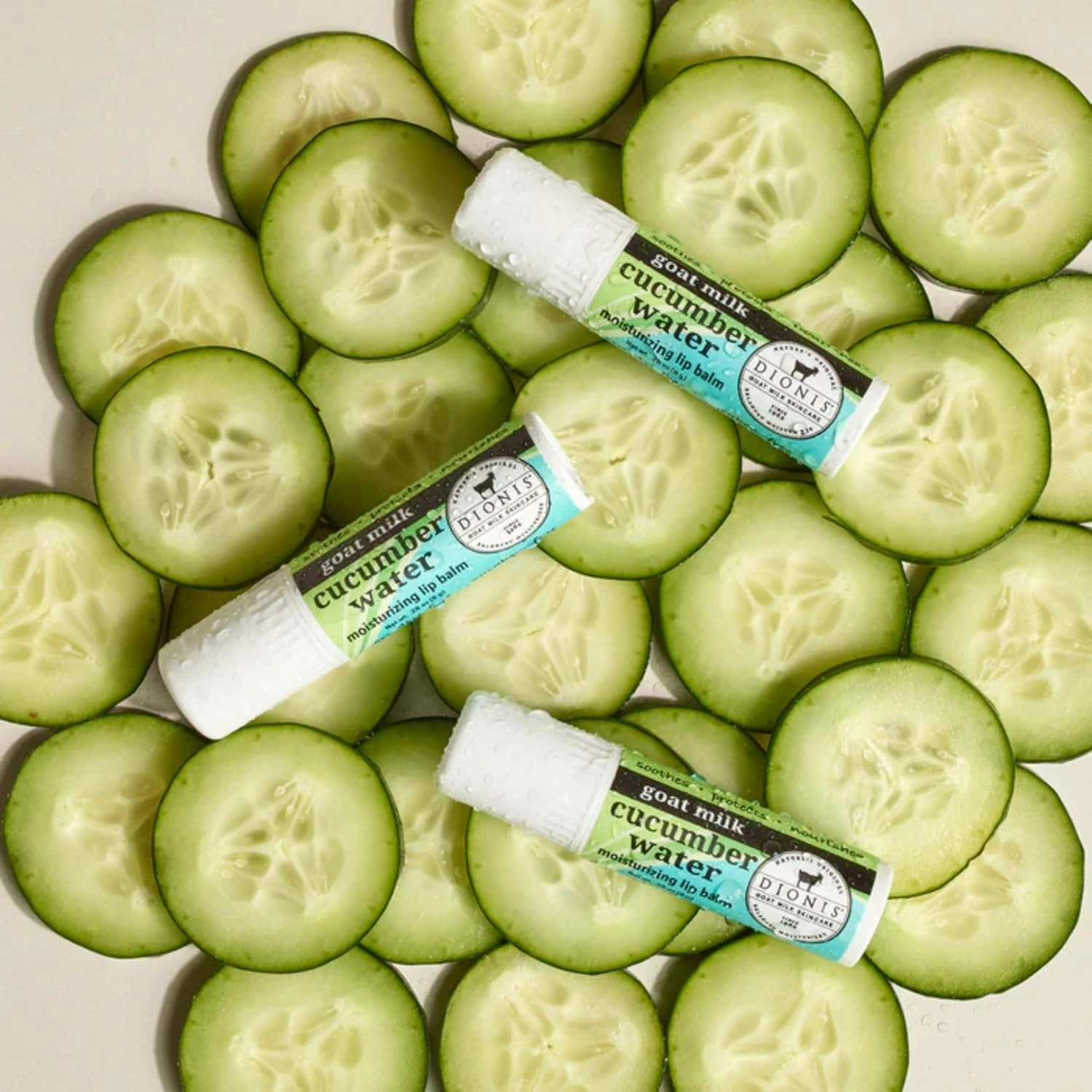 Dionis Goat Milk Skincare Scented Lip Balm, Beeswax, Shea Butter & Coconut Oil Self Care Made in The USA, Cruelty Free, Paraben Free Hydrating Moisturizer for Chapped Lips, Cucumber Water, 0.28oz, 6pk