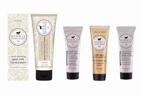 Dionis Goat Milk Skincare Vanilla Bean Youth Boosting Goat Milk Hand Cream, 2oz & Body Lotion, 1oz   Collagen & Retinol Serum Set, 1oz each