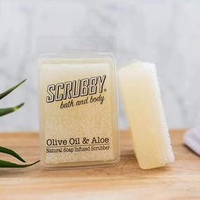 Dixie Belle Scrubby Soap | Olive Oil & Aloe | Scented Natural Soap Infused Scrubber | Exfoliating and Hydrating Bar Soap | Bath & Body Soap