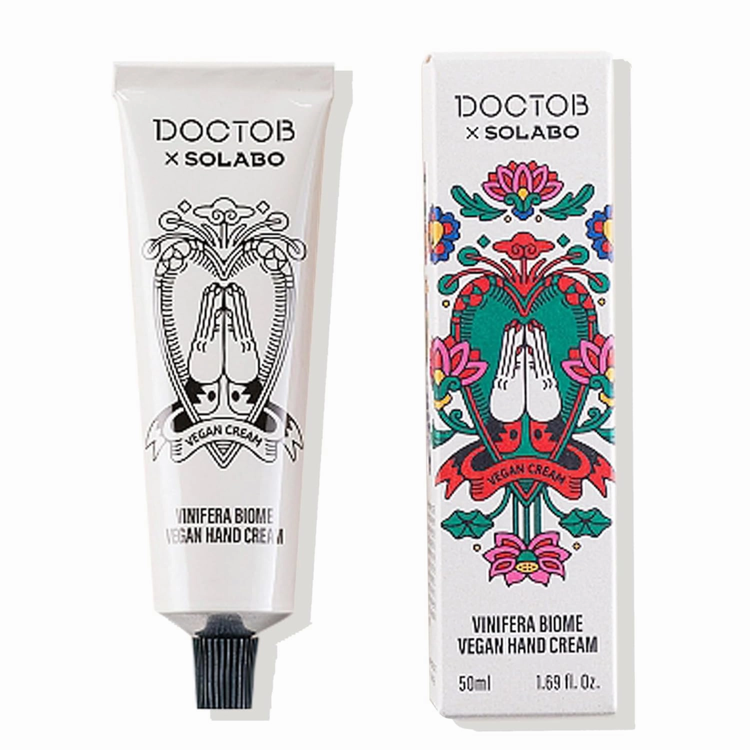 DOCTOB Vinifera Biome Vegan Hand Cream - Anti-Aging, Smooth, Intense Hydration Fast Absorption Hyaluronic Acid for Rough Hands 50ml/1.69oz