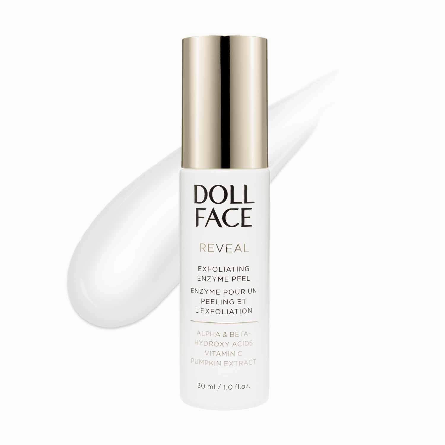 DOLL FACE Beauty REVEAL Exfoliating Enzyme Peel | Chemical Peel with Glycolic Acid & Lactic Acid for Brighter, Smoother Skin | 1 Fl oz