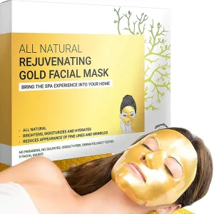 Doppeltree Gold Facial Mask - Premium Hydrogel Sheet Face Masks for Skin Care & Beauty, Hydrating & Anti Aging - Facemask with Collagen, Hyaluronic Acid & 24k Nano Gold
