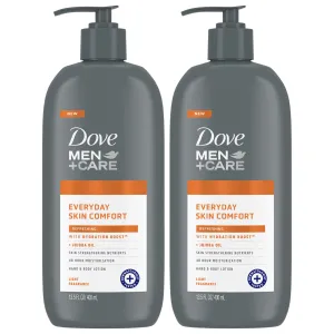 Dove Hand & Body Lotion, Men Care Value Pack – Everyday Skin Comfort Formula with Shea Butter & Jojoba Oil, Refreshing Lotion for Dry Skin, 13.5 Fl Oz (Pack of 2)