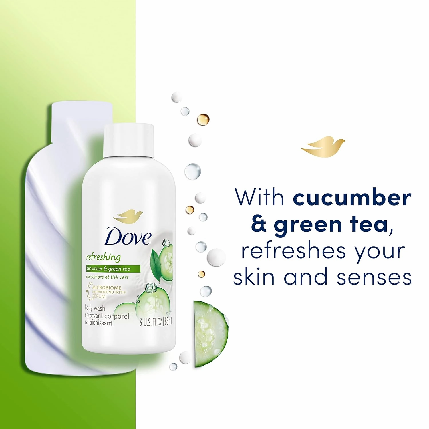 Dove Body Wash 24 Count Refreshing Cucumber and Green Tea Refreshes Skin Cleanser That Effectively Washes Away Bacteria While Nourishing Your 3 oz
