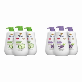 Dove Body Wash with Pump Refreshing Cucumber and Green Tea 3 Count Refreshes Skin Cleanser & Body Wash with Pump Relaxing Lavender Oil & Chamomile 3 Count for Renewed