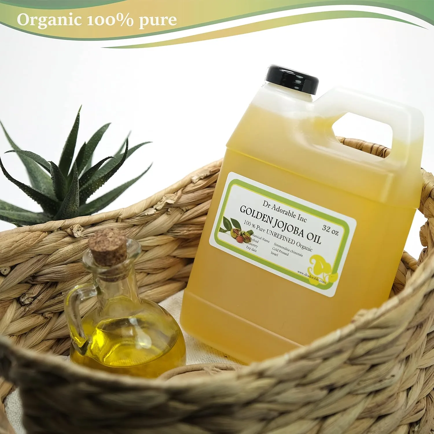 Dr Adorable - 32 oz - Jojoba Oil Golden - 100% Pure Natural Unrefined Organic Cold Pressed