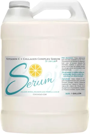 Dr Joe Lab Vitamin C & Collagen Complex Serum Bulk - Face Skin Ultra Hydrating Rejuvenating Instant Moisturizer - COCOJOJO (128 oz/ 1 gallon)