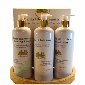 Dr. NAR Beauty Body Wash, Shampoo & Conditioner Set – Natural & Vegan Skin and Hair Care Set– Moisturizing, Hydrating & Nourishing – Sulfate-Free Formula, Non-Foaming Body Wash – 48 oz