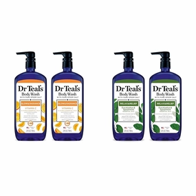 Dr Teal's Body Wash Bundle with Pure Epsom Salt, Glow & Radiance with Vitamin C & Citrus (Pack of 2) and Relax & Relief with Eucalyptus & Spearmint (Pack of 2)