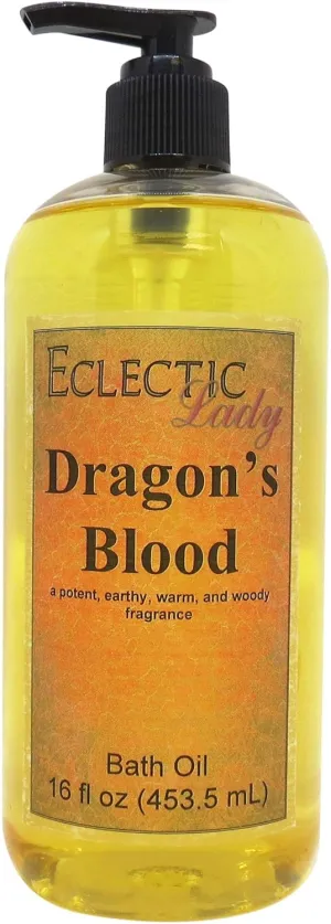 Dragon's Blood Bath Oil by Eclectic Lady - Scented Bath Oil - Relaxing & Moisturizing Bathing Oil - Fragrance Body Oil For Dry & Rough Sensitive Skin - Body Daily Nourishing Shower Oil (16 oz)