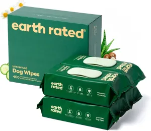Earth Rated Pet Grooming Wipes for Dogs and Cats, Hypoallergenic, Cleaning and Hydrating, for Paws, Body and Butt, Unscented, 400 Count